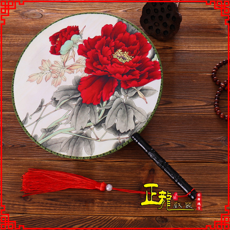 临朐古典中国风团扇空白扇跳舞蹈扇 真丝宫扇